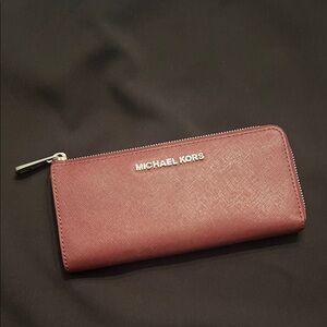 Michael Kors Maroon Zip Wallet